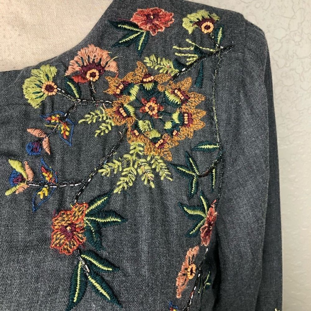 Zara Trafaluc Collection Gray Embroidered Shift Dress - Picture 6 of 16